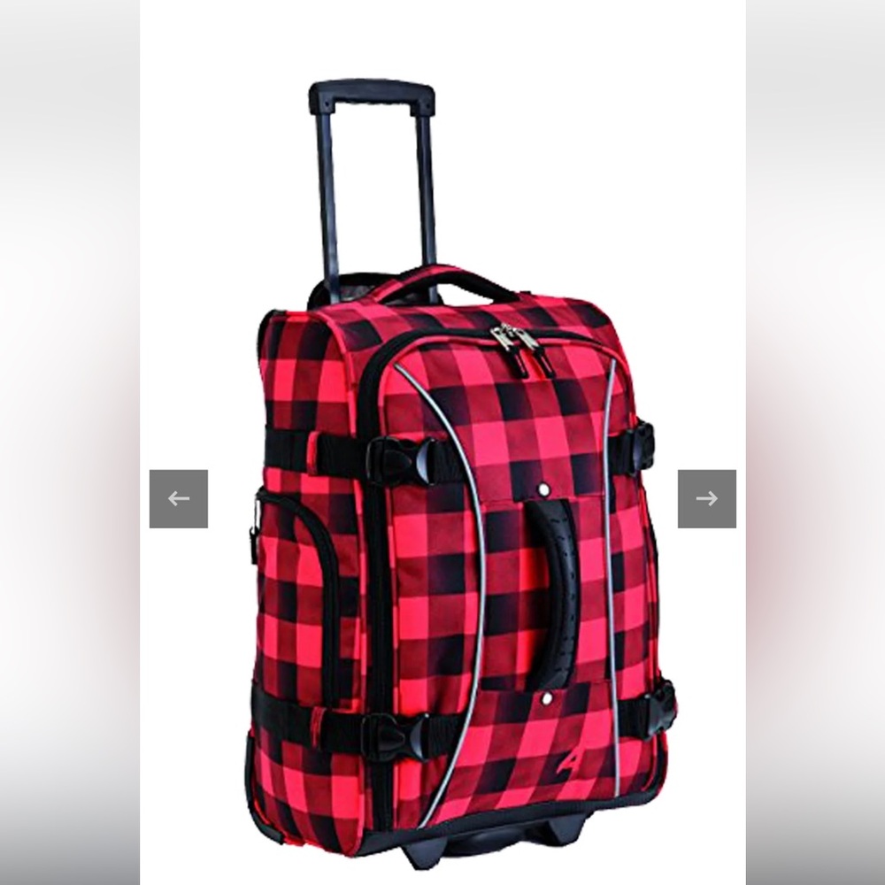 Athalon hybrid duffle 21” Red Buffalo Checkered Rolling Luggage Bag suitcase